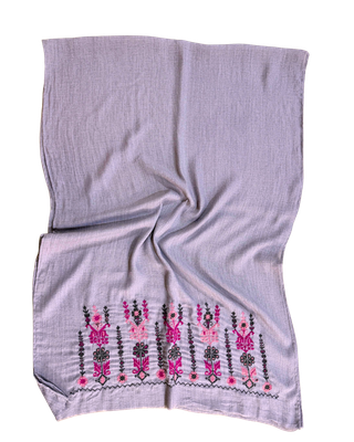 Medium Embroidered Lavender Scarf