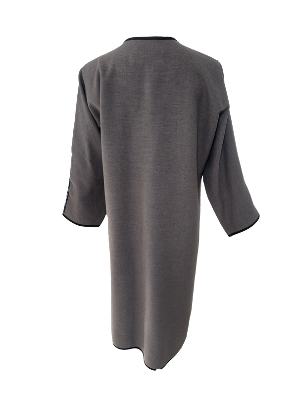 Nadia Dajani x UNHCR Beige, and Grey and Black Abaya with Beige Hand Embroidery