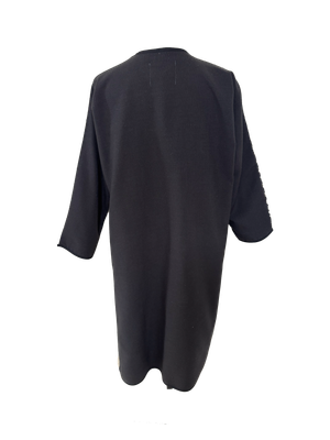 Nadia Dajani x UNHCR Grey and Black Abaya with Beige and Olive Green Hand Embroidery