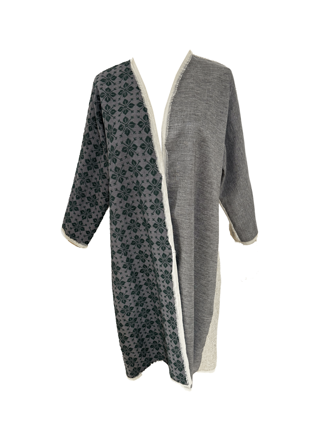 Nadia Dajani x UNHCR Beige and Grey Abaya with Beige Hand Embroidery
