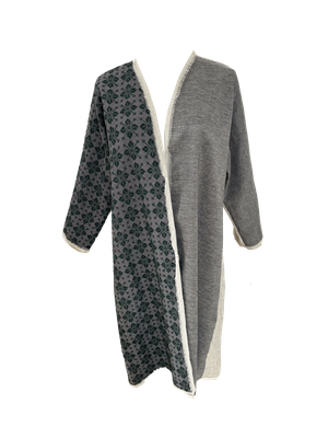 Nadia Dajani x UNHCR Beige and Grey Abaya with Beige Hand Embroidery
