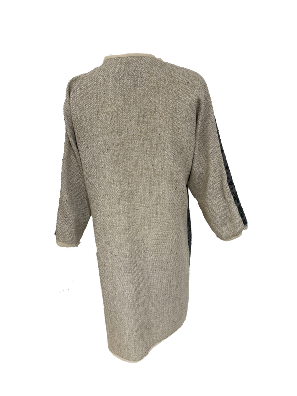 Nadia Dajani x UNHCR Beige and Grey Abaya with Beige Hand Embroidery