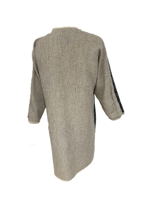 Nadia Dajani x UNHCR Beige and Grey Abaya with Beige Hand Embroidery