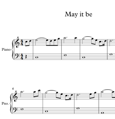 May it be- Piano- Easy