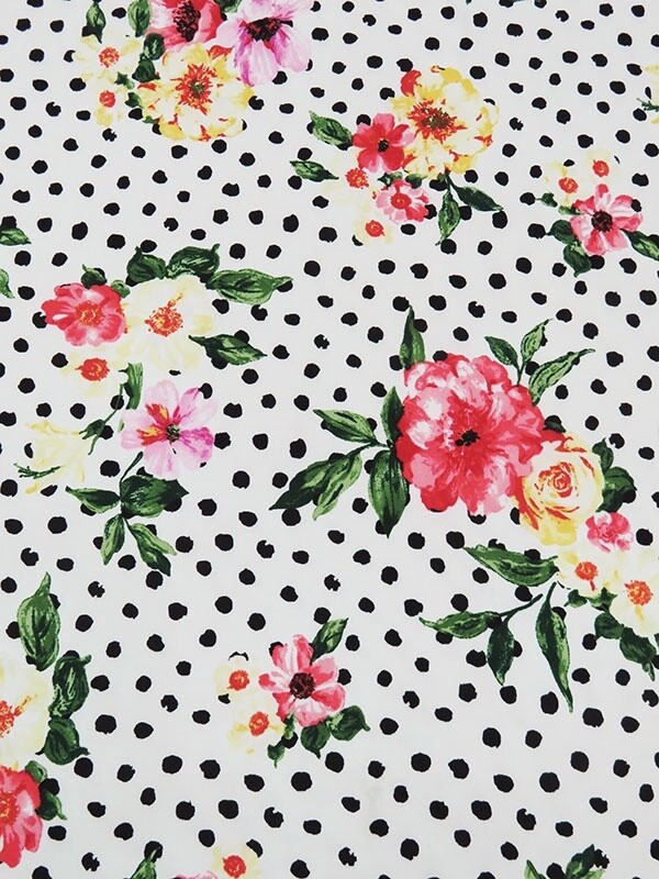 Floral Polka Dot Double Brushed Knit - 60" wide
