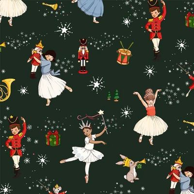 Nutcracker Ballerinas Cotton Fabric, 44/45" Wide