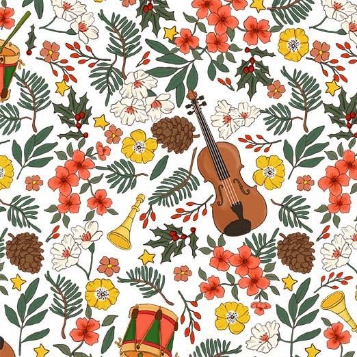 Festive Instrument Cotton Fabric, 44/45" Wide