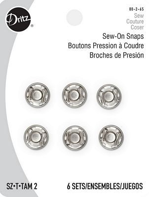 Sew On Snaps, Size 2, Nickel
