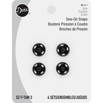 Sew on Snaps, Size 3, Black