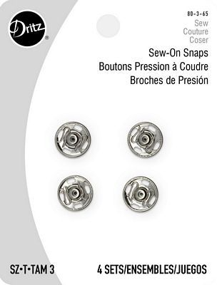Sew on Snaps, Size 3, Nickel