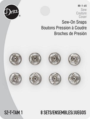 Sew on Snaps, Size 1, Nickel