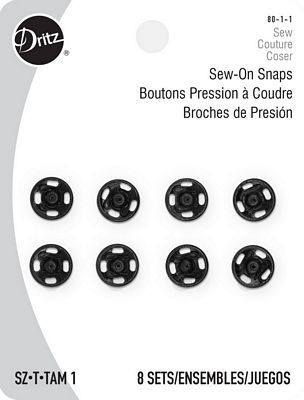 Sew on Snaps, Size 1, Black
