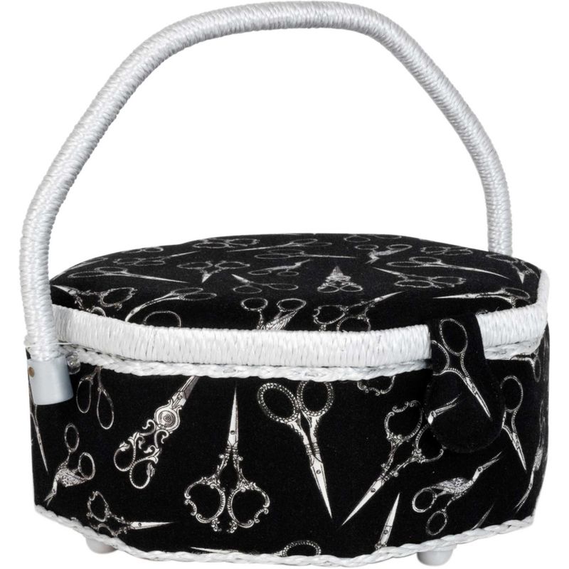 Octagon Black Scissors Sewing Basket