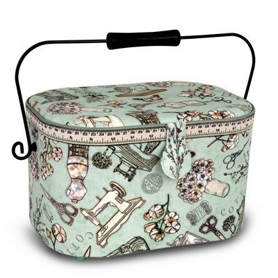 Oval Sewing Basket w Metal Handle