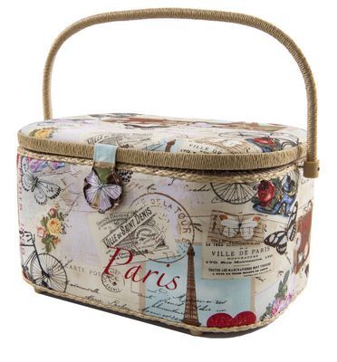 Oval Paris Postcard Sewing Basket Oval Paris Postcard Sewing Basket