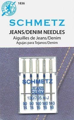 Schmetz Jeans/Denim Needles,  2-90 2-100 1-110 Pack of 5 needles