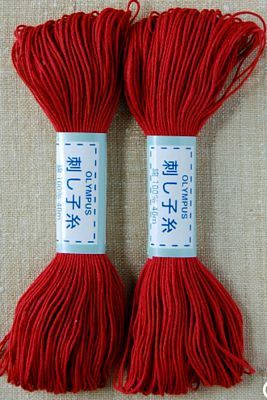 Rose Red Sashiko Thread, 22 yd