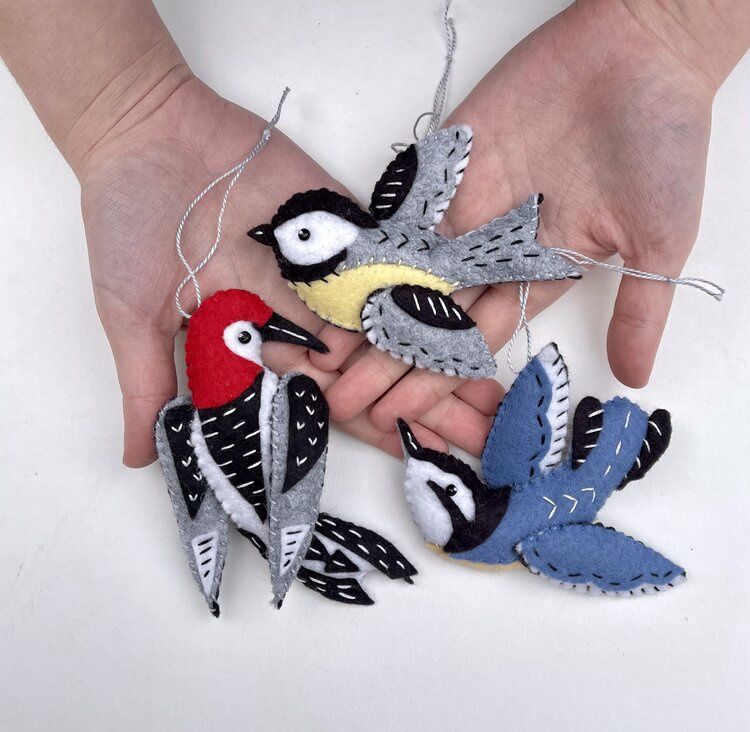 Woodpecker, Nuthatch and Chickadee Ornaments