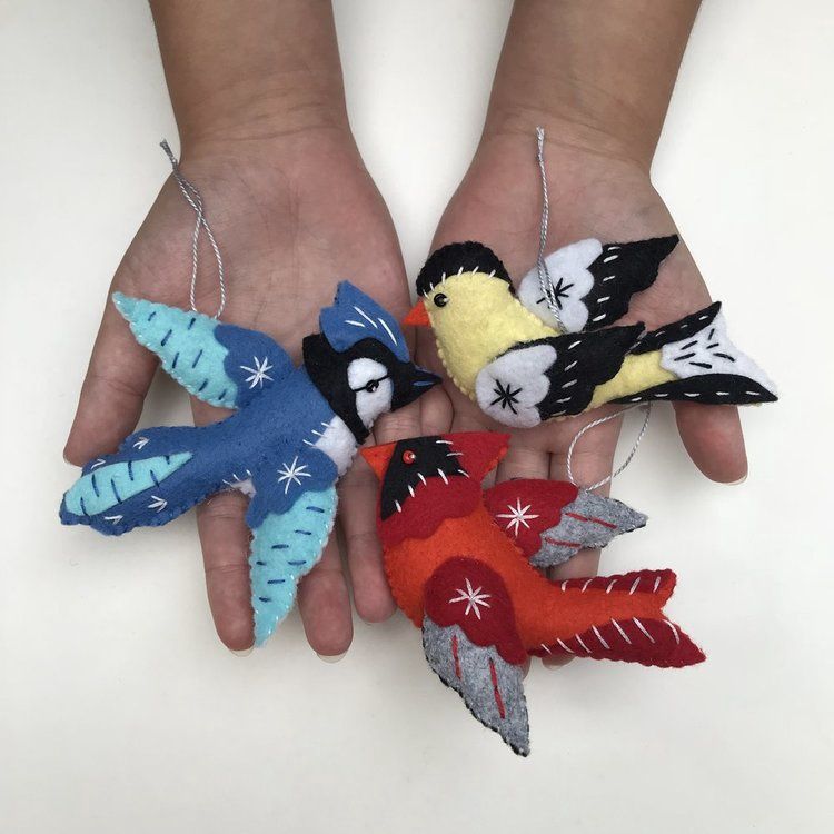 Cardinal, Blue Jay and Goldfinch Ornaments