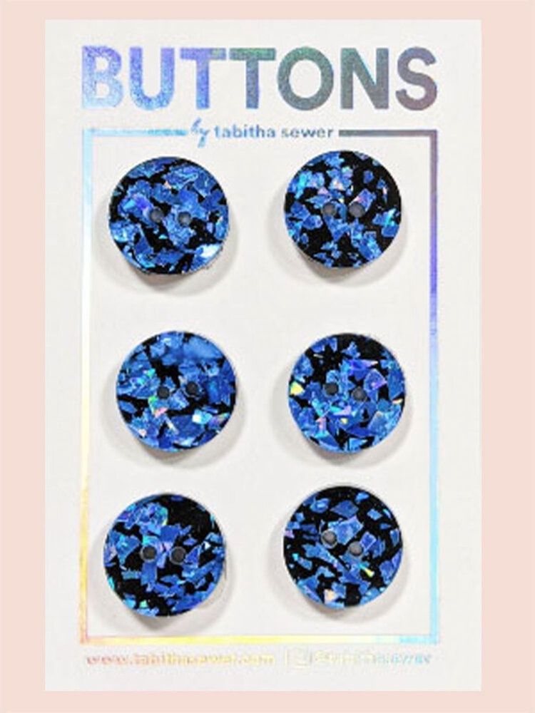Tabitha Sewer, Royal Blue Confetti Glitter Classic Circle Button (sm)