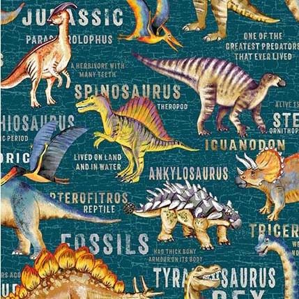 Dinosaur Land Cotton Fabric, 44/45" wide
