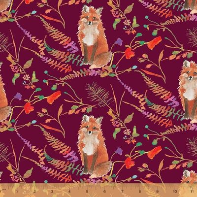 Fox Wood: Curious Fox, Cotton Fabric, 44/45" wide