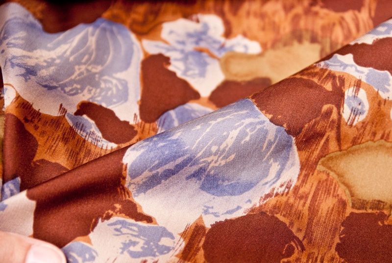 Brown & Gray Floral Silk, 45" wide