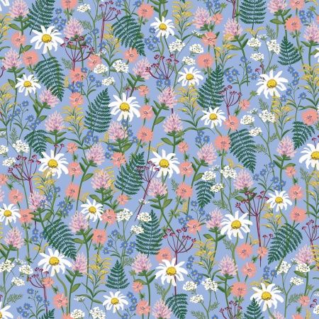 Wildwood-Wildflowers on Blue, from Rifle Paper Co., 44/45" wide