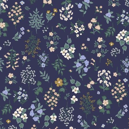 Strawberry Fields - Hawthorne in Navy, from Rifle Paper Co., 44/45" wide