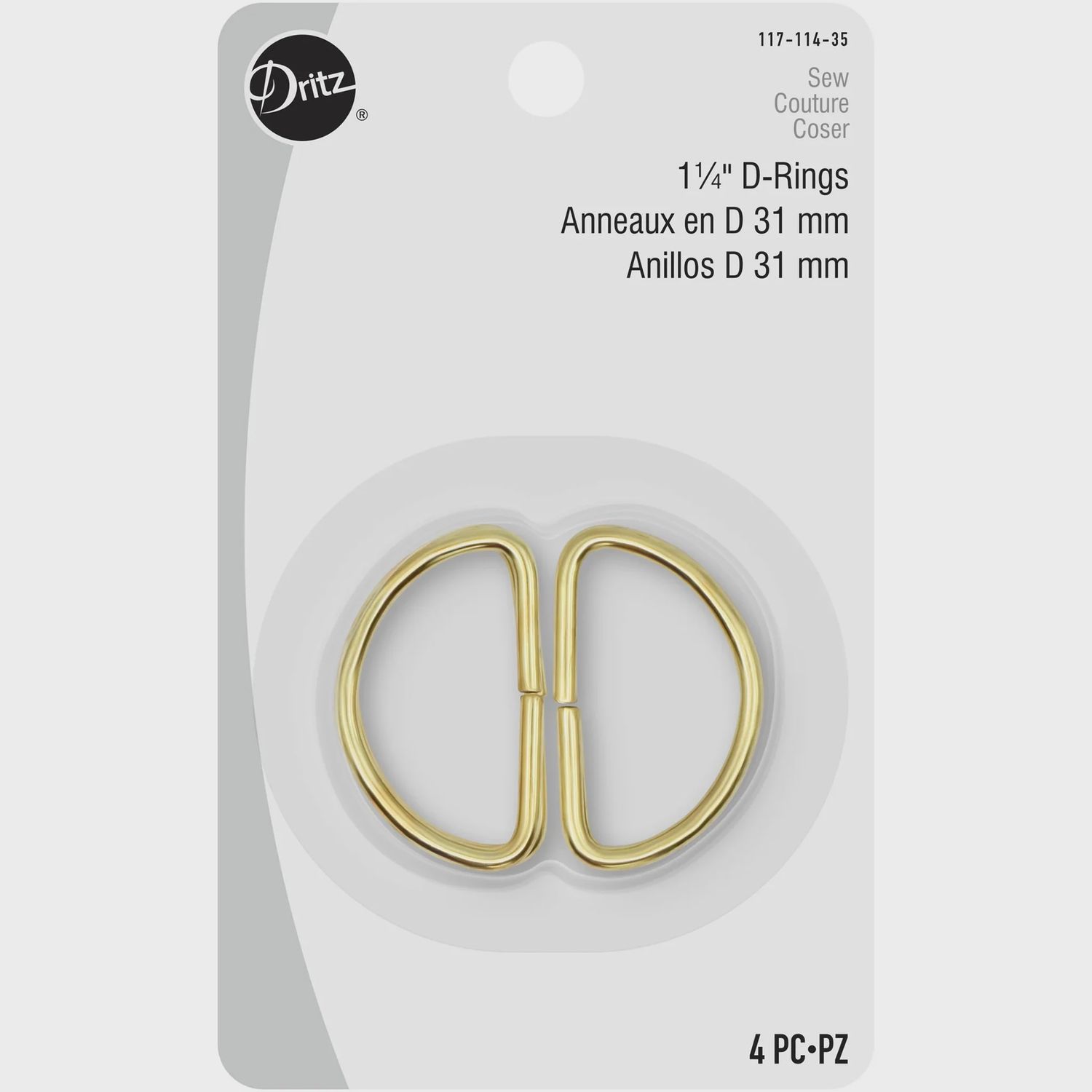 Dritz D-Rings 1 1/2" Gold