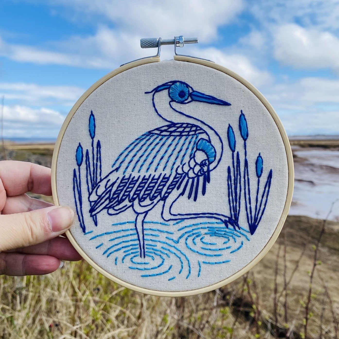 Blue Heron Embroidery Kit