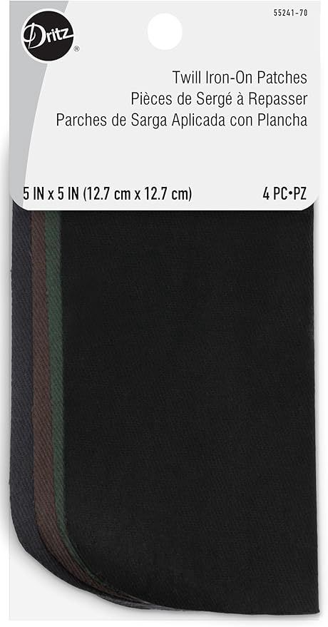 Dritz Iron-On Twill Patches - Dark Asst Dritz Iron-On Twill Patches - Dark Asst