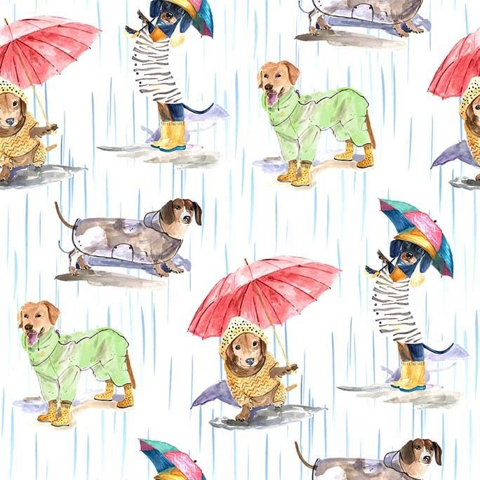 Dogs in the Rain from Michael Miller, 44/45" Wide