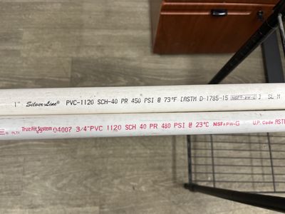 Schedule 40 PVC Pipe - 1&quot; &amp; 3/4&quot; - Various Lengths ($0.50/piece)