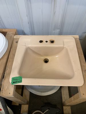 Vintage Crane Cast Iron Porcelain Drop-In Bathroom Sink (peach)