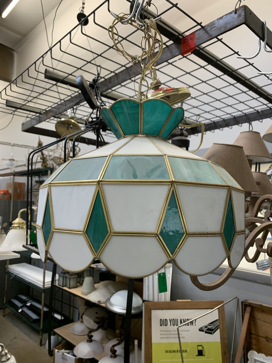 Vintage 70s Tiffany Style Chandelier [#CH09]