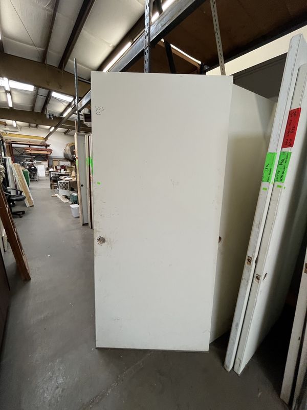 36&quot; x 79&quot; White Metal Hollow Core Door – Flush, Full Swing [#DM23]