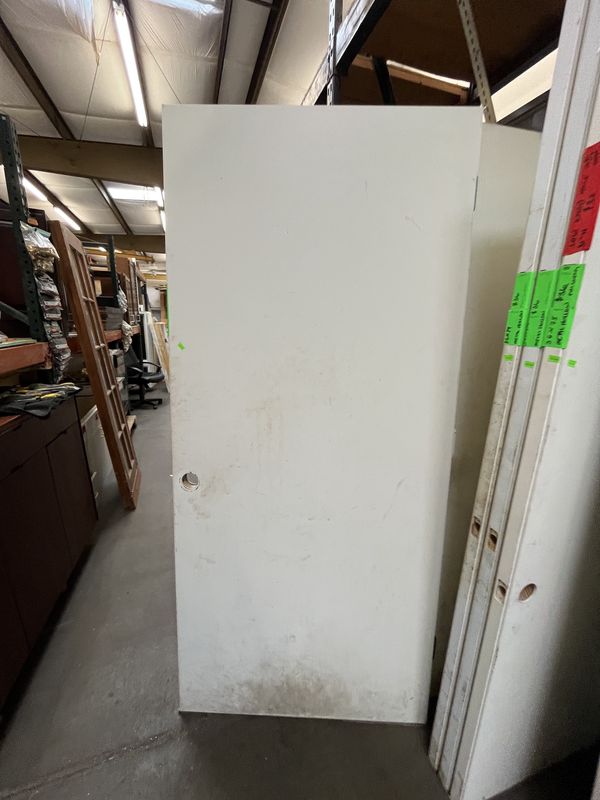 36&quot; x 79&quot; White Metal Hollow Core Door – Flush, Full Swing [#DM24]