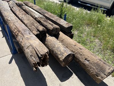 Reclaimed Utility Poles &amp; Timbers – Weathered Patina, Heavy-Duty [12–16&#39;L x 10–12&quot;Ø / 12&#39;L x 9x9&quot;]