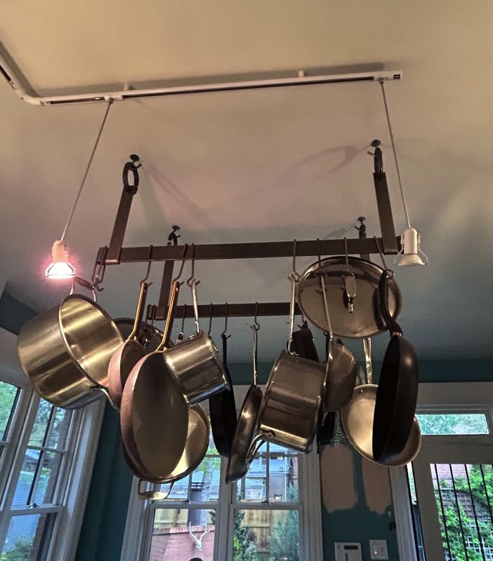 Enclume 48″ Adjustable Ceiling Bar – Hammered Steel with 12 Hooks