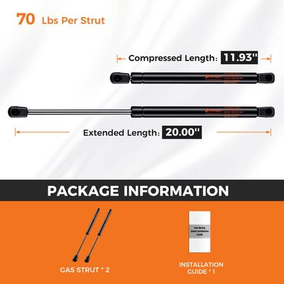 20&quot; Gas Strut Lift Support – 300N (67 lb) Force