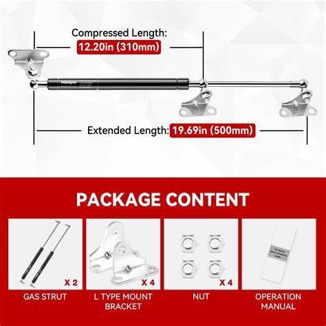 Vepagoo 25-Inch 55 lb Gas Struts