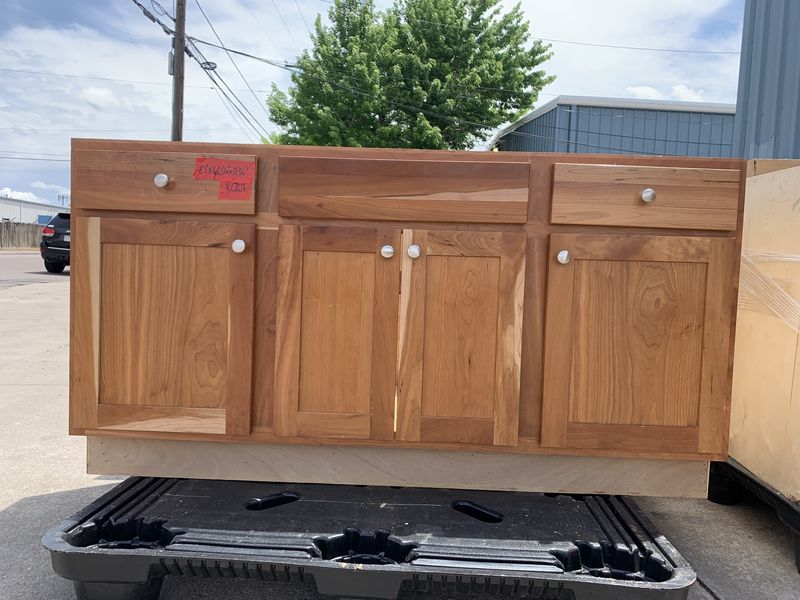 60&quot; Cherry 3-Drawer, 4-Door Base Cabinet – Shaker Style BC201