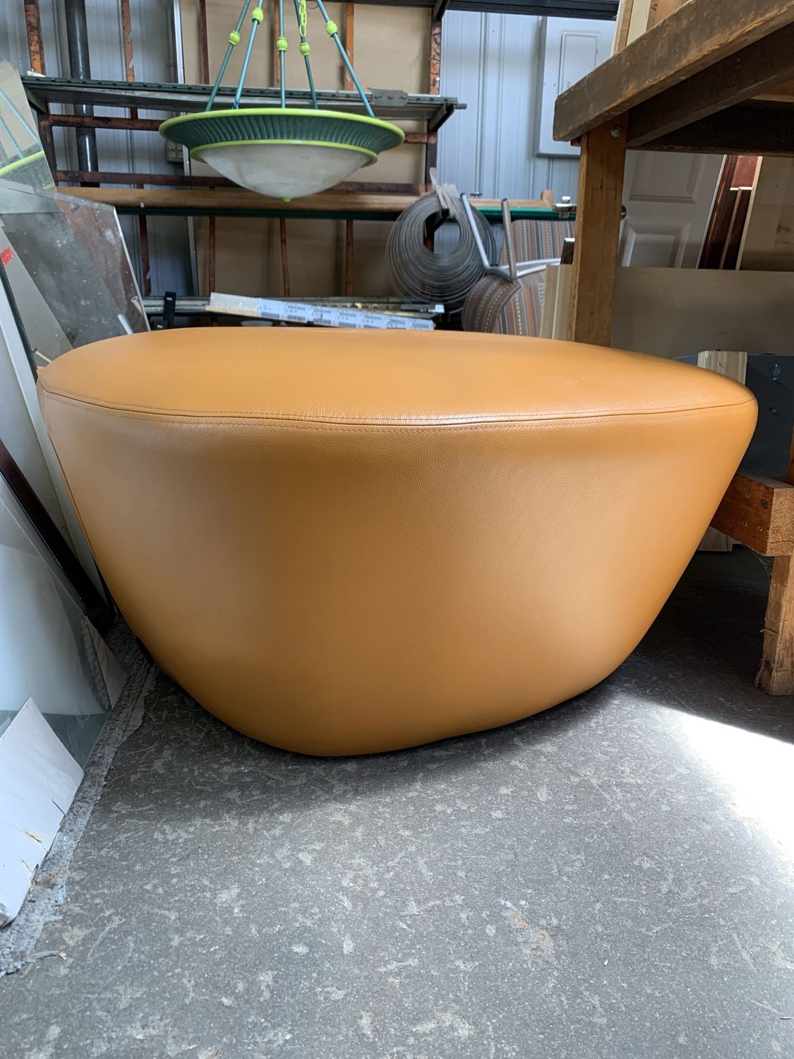 Andreu World Modern Leather Ottoman – Burnt Orange