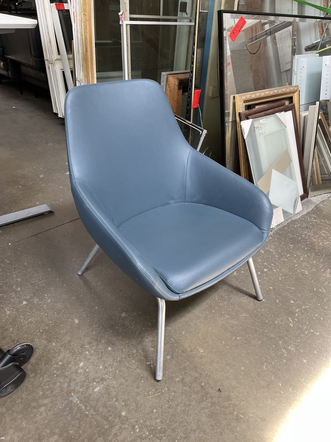 OFS Blue Vinyl Lounge Chair – Modern Commercial Seating