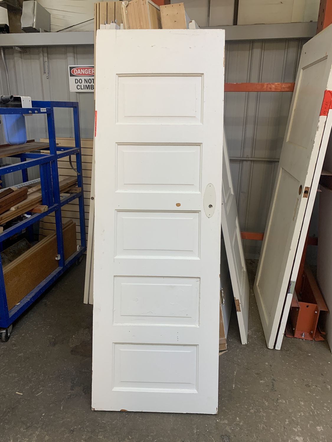 26&quot; x 77.5&quot; 5-Panel Solid Wood Interior Door – Painted White, Vintage Slab D610.05