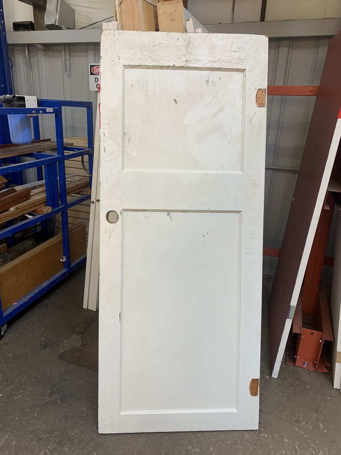 32&quot; x 77&quot; 2-Panel Solid Wood Interior Door – White Painted, Rustic Slab