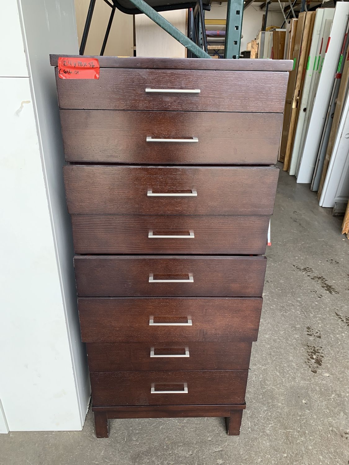 24&quot;x18&quot;x56&quot; Tall 7-Drawer Dresser – Modern Veneer, Brushed Metal Pulls #C616.01