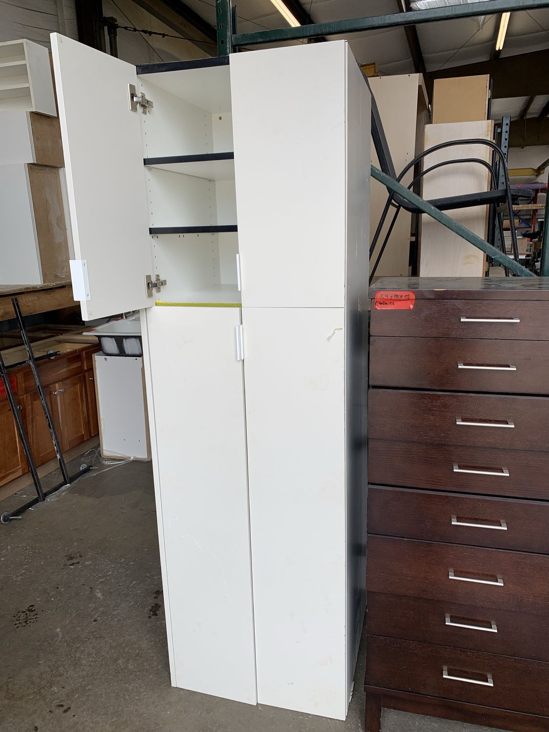 24½&quot; x 24¾&quot; x 79¾&quot; White Utility Cabinet – Tall Pantry Storage 617.06