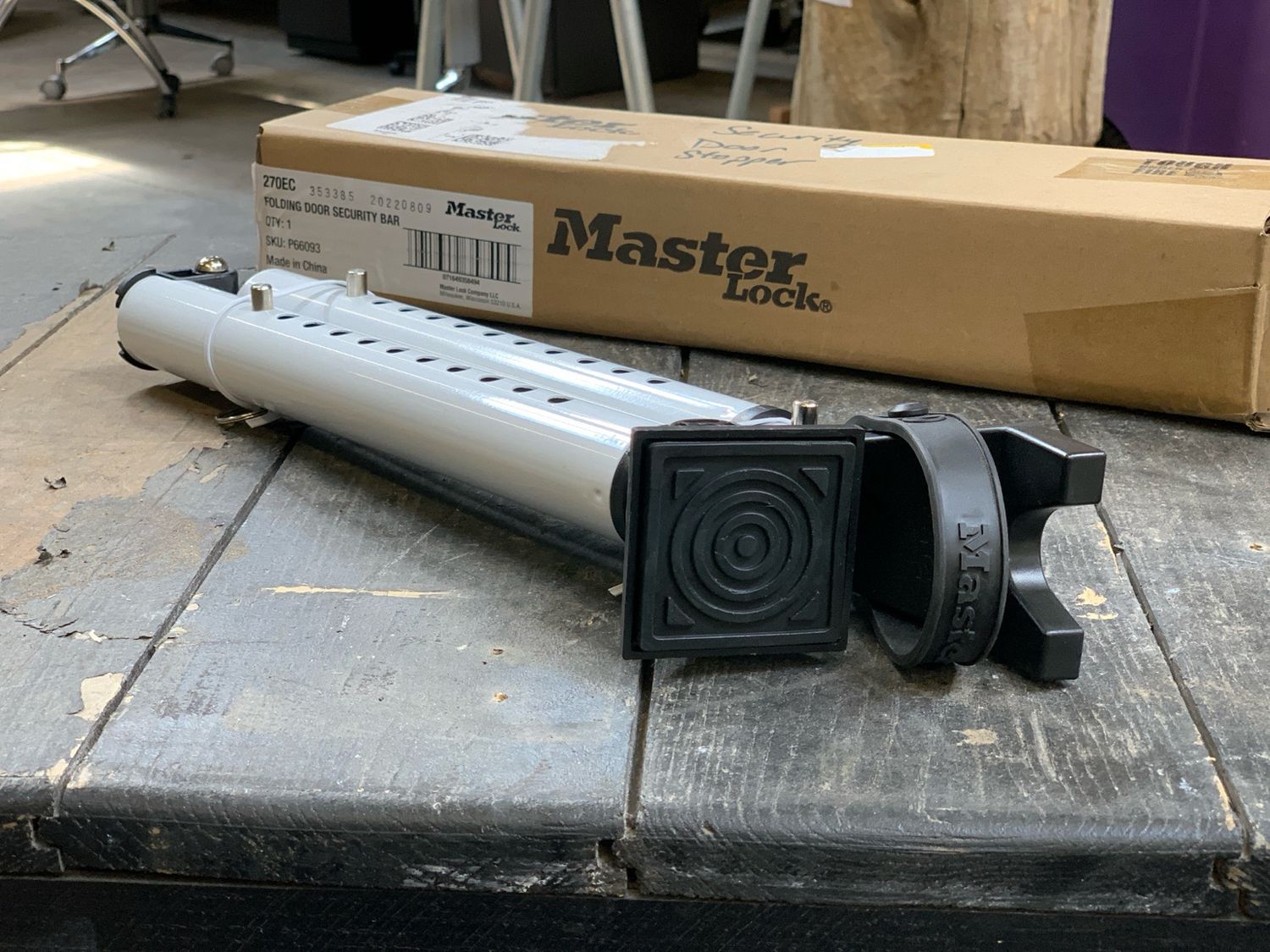 Master Lock Folding Door Security Bar – Adjustable, Portable, Heavy Duty 630.01